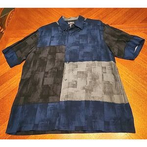 Crazy Horse Men's Short Sleeve Button Down Shirt Large, 100% Rayon A1